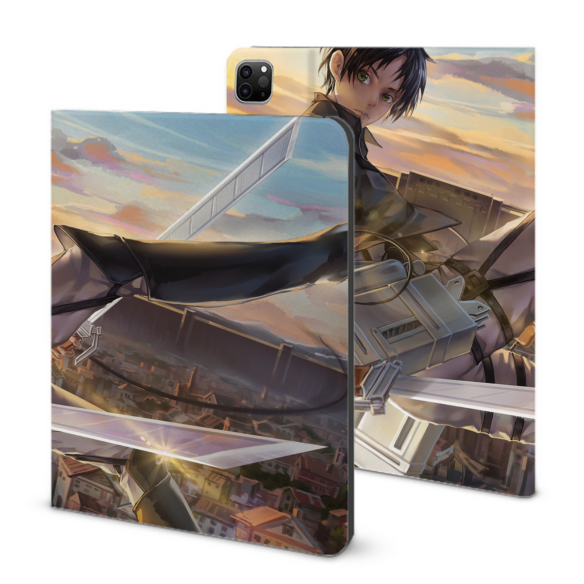 （画像用） 進撃の巨人 Attack on Titan IPad ケース ブック型 PUレザー TPU 耐衝撃 軽量 薄型 ペン収納なし 全面保護 IPad 各モデル対応